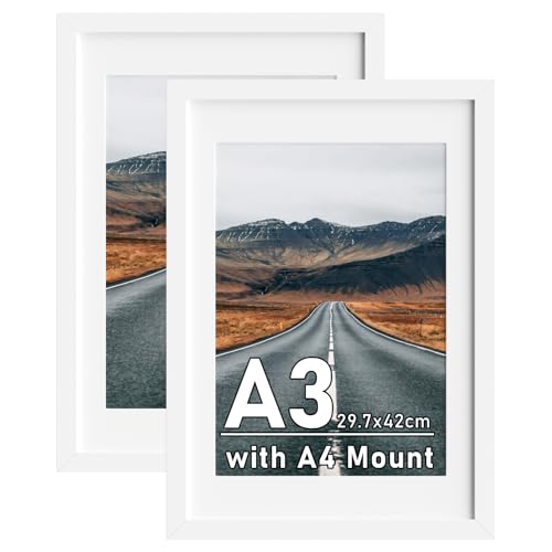 Image of 2Pack White A3 Picture Frames with Removable A4 Mount,Wall Mounting