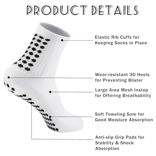 Elfcool Soccer Socks with Grip, 4/6 Pairs Non-Slip Pads Athletic Grip Soccer Socks for Men Women3