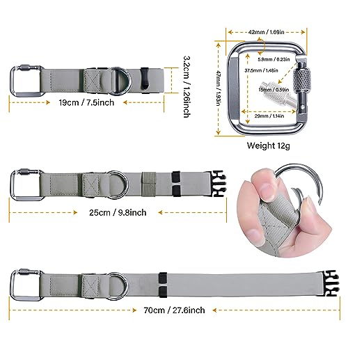 Image of Luggage Straps Jacket Gripper with Square Carabiners & Ring Hooks Adjustable Baggage Suitcase Straps Belts Bag Travel Accessorie,Gray