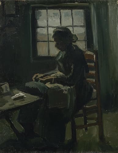 Cuadro famosa pintura Mujer cosiendo de Van Gogh para decoración hogar 60x90cm