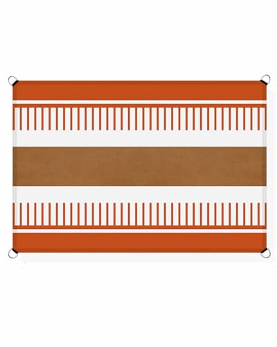 Burnt Orange Stripes Sun Sail Shades Rectangle Canopy,Sunlight Block Heavy Duty Curved Backyard Shade Cover,Waterproof Sun Shades for Patios Garden Outdoor,12'x16' Farmhouse Vintage Boho Stripes Brown