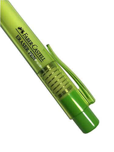 Faber-Castell Pen Mechanical Stick Retractable Click Eraser Set With 2 Extra Refills + 1 Free Faber-Castell Sharpener(Assorted Colors) For School Kids Office Home (Green) #TOP2
