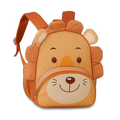 Kit Mochila Costas e Lancheira Escolar Infantil Leão Clio Pets (Laranja)