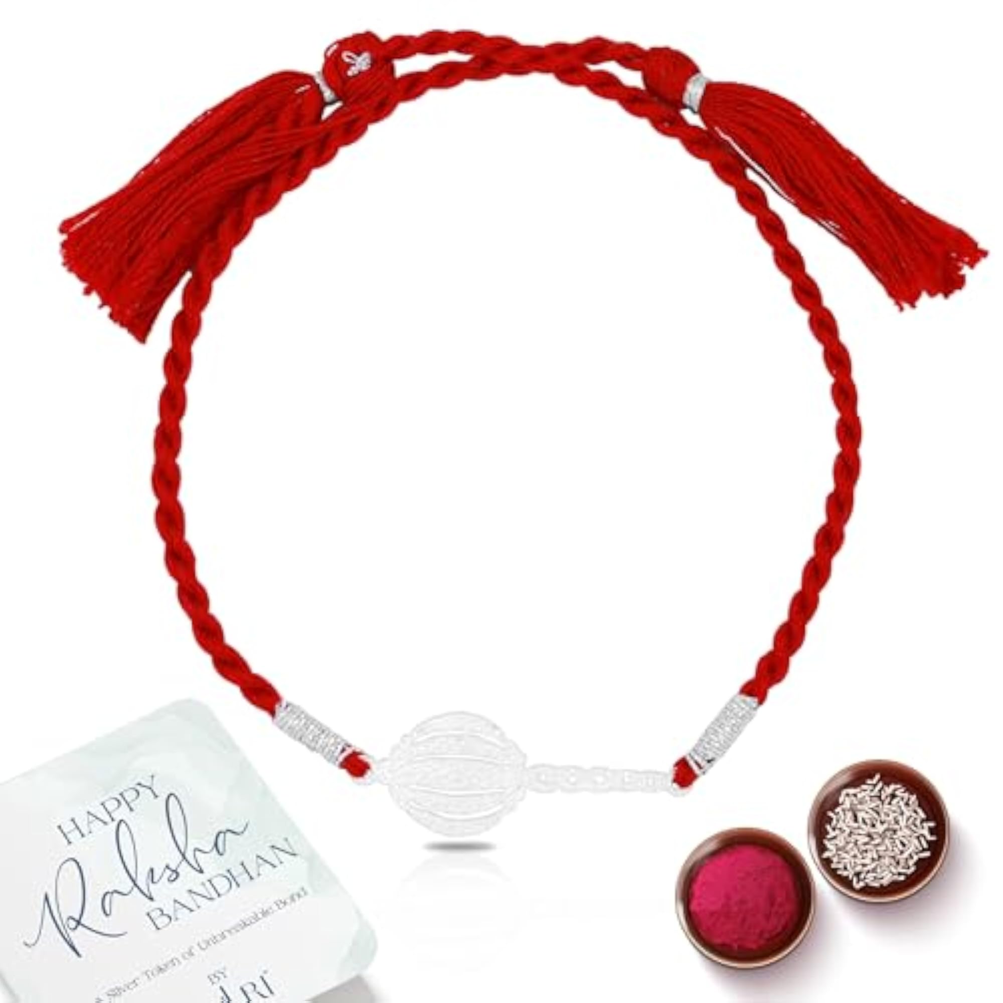 925 Sterling Silver Hanuman Gada Rakhi with Greeting Card