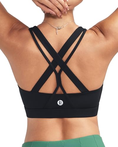 RUNNING GIRL Sports Bras for Women, Strappy Running Workout Medium-High Support Sports Bras with Removable Cups