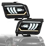 VLAND DIRECT LED Headlights Fit for Ford Mustang 2005-2009, Front Lamp Assembly with Startup Animati