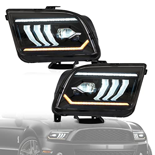 Vland Direct Led Headlights Fit For Ford Mustang 2005-2009, Front Lamp Assembly With Startup Animation, Dynamic Turn Signal And Day Light #TOP6