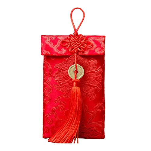 curfair 1 Stück chinesische rote Umschläge Glücksgeldumschläge Stickerei roter Umschlag Glücksgeld Tasche Hongbao A Cover