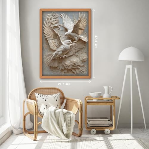 The Carved Bird Jigsaw Puzzle 1000 Pieces, Unique Flower Animal Art Jigsaw Puzzles, Nature Aesthetic Challenging Impossible Hard Puzzles for Adults