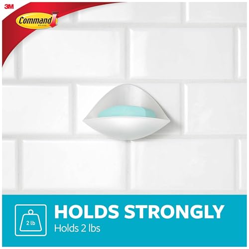 Command Soap Dish, 2-Pack of 1 Soap Holder, 2 Mounting Bases and 2 Medium Water Resistant Strips, 3.18" x 4.4" x 4.94", Damage Free Bathroom Organization, Holds up to 2 lb by Command - Image 3
