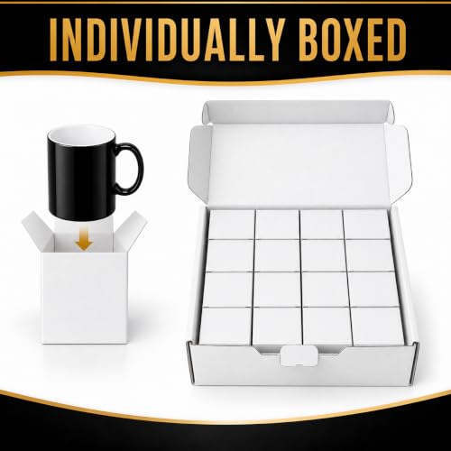 MYSUB 12 Pack Sublimation Magic Mugs, 11oz Heat Reveal Black Color Changing Coffee Mugs with Individual White Boxes, Blank Ceramic Cups for DIY Photo Printing, Custom Gifts, Heat Press Projects by MYSUB - Used condition - Image 8
