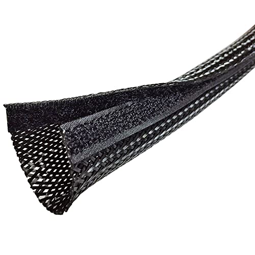 Electriduct 2" Side Entry Cable Wrap Braided Sleeving with Hook & Loop Fastener - 10 Feet (Black) #1