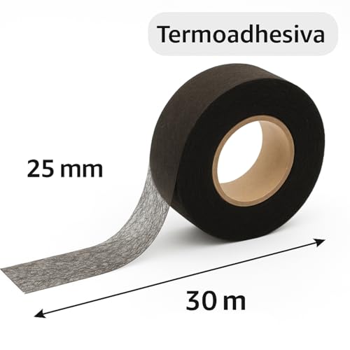 JPstraps 30 m x 25 mm extra starkes Fliselin-Klebeband (Doppel-PA-Klebe) für Säume, Kleidung, Vorhänge, Hosen, Jeans (kein Nähen erforderlich), Schwarz