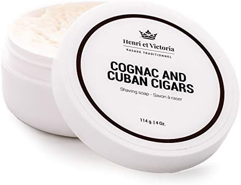 Shaving Soap For Men | Cognac and Cuban Cigars Shaving Cream Fragrance | Smooth Shave, Lathers Up Nicely, Long-Lasting Scent | Made by Skilled Artisans 114 g (4 oz)