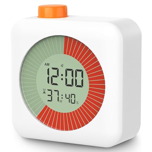 QINFIEY Relógio digital com temporizador visual, temporizador de sala de aula de 60 minutos para crianças e adultos, ferramenta de gerenciamento de tempo, despertador 3 em 1, para cozinha doméstica,