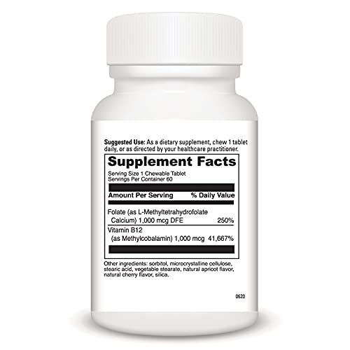Davinci Labs Active Folate B12 Chewable - Dietary Supplement To Support Heart Health, Healthy Nerves, Immune Function And Energy Production* - With Folate And Vitamin B12 - 60 Chewable Tablets #TOP2