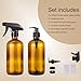 JIUWU 2 Pack 500ml 16.9oz Amber/Brown Glass Spray Bottles, Thickened, Refillable Empty Bottles for Cleaning Solutions, Essential Oils, Hair, Plants, Adjustable Nozzle for Squirt/Mist, Funnel, Label