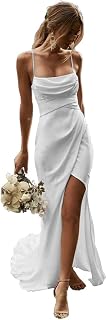 Satin Wedding Dress for Bride with Slit 2025 Spaghetti Straps Bridal Gowns Mermaid Bridal Dresses Long for Women CM000
