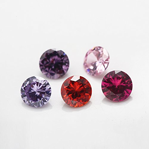 Jiangyuangems 12Pcs 5Mm Birthday Stone 1Pcs Per Colors Round Loose Cubic Zirconia Stones Synthetic Ruby 5# Synthetic Spinel 113# (5Mm) #TOP7