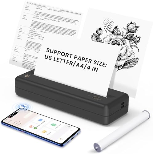HPRT A4 Thermal Printer - MT810 Portable Bluetooth Printer, Support 210x297mm Paper, Wireless Mobile Printer Compatible Travel, Office, School, Home, Inkless Small Printer for Phone & Laptops