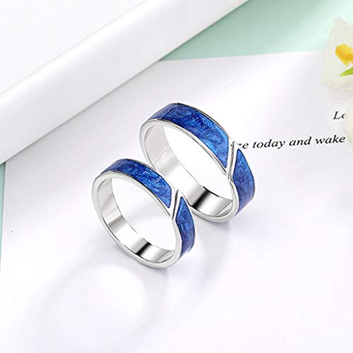 HELYZQ 2 peças Van Gogh Blue Starry Open Ring Star Moon Always Thinking You Lover Ring