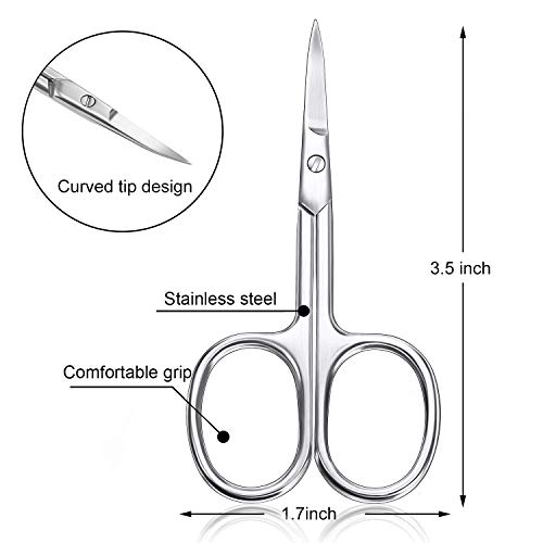 image for Mudder 3 Pieces Curved Scissors Manicure Scissors Stainless Steel Faci