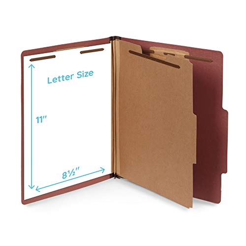 10 Letter Size Red Classification Folders - 1 Divider - 2 Inch Tyvek Expansions - Durable 2 Prongs Designed To Organize Standard Medical Files, Office Reports - Letter Size, Red Brick Color, 10 Pack #TOP1