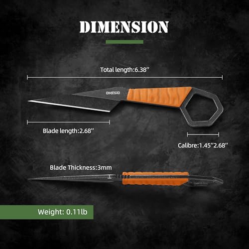 Image of Omesio Neck Knife S-HF, EDC Fixed Blade Knife with Sheath, 6.38 inch Full Tang Tactical Knife for Men, Ideal for Outdoor Camping, Survival, Hiking (Orange)