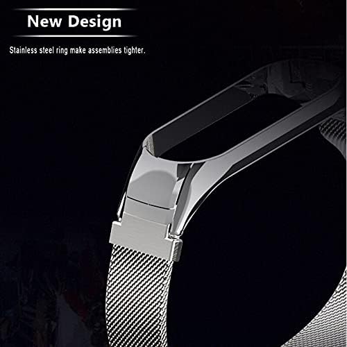 Miniatura 3 de Stainless Steel Magnetic Absorption Loop Metal Mesh Watch Band Replacement Bands Compatible for Xiaomi Mi Band 3 4 5 6 Strap