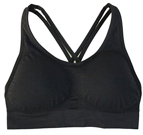 Image of AKAMC Women's Cross Back Sport Bras,Adjustable Straps Padded Criss Cross Cropped Bras for Yoga Workout Fitness