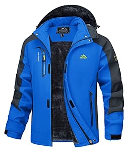 MAGCOMSEN Veste de ski imperméable pour hommes Veste polaire avec capuche coupe-vent pour randonnée extérieure
