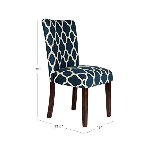 HomePop Parsons Classic Upholstered Accent Dining Chair, Set of 2, Navy and Cream Geometric