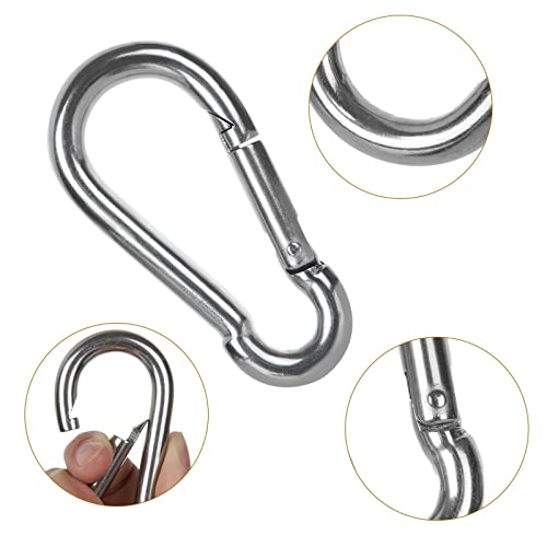 Miniatura 3 de Senenqu 8 Piezas Mosquetones Acero Inoxidable M8, Mosqueton Grande 80 X 8 Mm Con Cierre De Resorte, Gancho Forma D Para Herramientas, Mochila, Camping, Barco Y Bricolaje