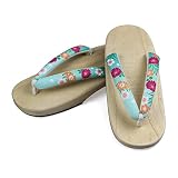 Japanische hölzerne Hölzerne Japanischer Stil Sakura Blumen aus Holz Paulownia Frau Flip Flops Bade-Slipper Sandalen-Clog Geta-Wohnungen traditionelle Schuhe-color2_36 Unisex geta sandalen.