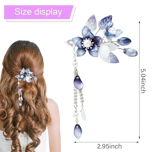Pinzas para cabello diseño floral con cristales y perlas miniatura 4