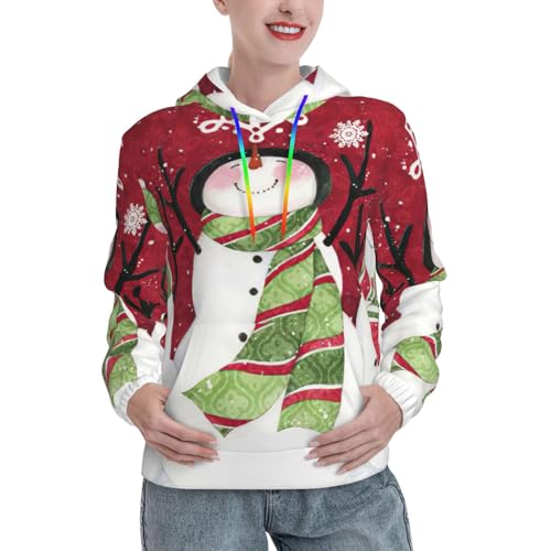 Sweat à capuche bonhomme de neige noir XXL avec poche kangourou pour femme