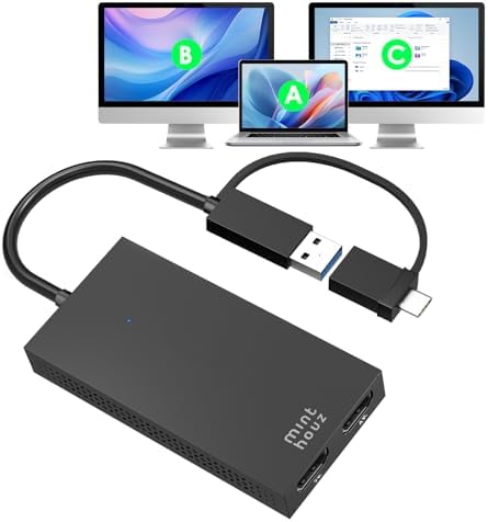 HDMI Splitter for Dual Monitors, Universal Video Graphics Adapter for Thunderbolt 5/4/3, USB 4, USB-A/C, Mac and Windows, USB-C to 4K@30Hz &1080p@60Hz HDMI Extender for Windows & MacBook M1/M2/M3/M4