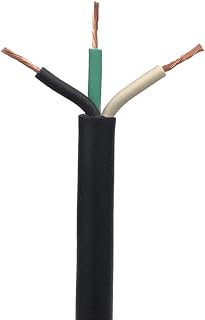 14 AWG SEOOW Portable Cord, 3 Conductor 600V Power Cable, TPE Wires with TPE Outer Jacket - 25' Length