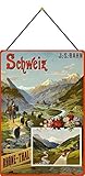  Blechschild mit Kordel 30 x 20 cm Rhone Thal Schweiz J.S.Bahn - Blechemma