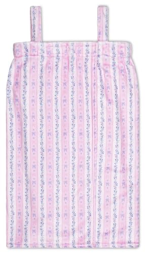 iscream Big Girls Floral Print Silky Soft Plush Spa Wrap - Blossoms and Bows X-Small/Small (4-8)