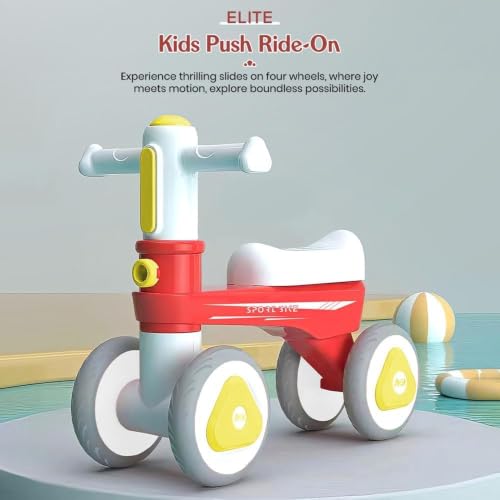 Image of StarAndDaisy Balance Bike /Push Ride on for Kids /Toddle with 4 Smooth Wheels, Music & Lights /Red Mini Bike for Kids (Red)