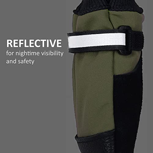 Muttluks Original Fleece-Lined Dog Boots – Warm, Cozy Socks For Dogs, Puppies – Stretchy, Adjustable Pet Booties – Leather Soles, Reflective Straps – 4 Pack – Green, Large #TOP5