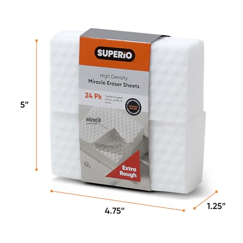 Image of Superio High Density Miracle Eraser Sheets - 48 Count - Extra Durable Cleaning Pads with Convex Dots for Heavy Duty Cleaning