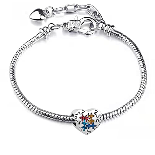 Autism Awareness Heart Puzzle Charm Compatible With Pandora Charms Bracelets4