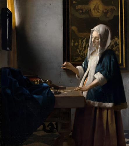 Lienzo de Vermeer Donna che tiene una bilancia decoración elegante para salón de 60x90cm