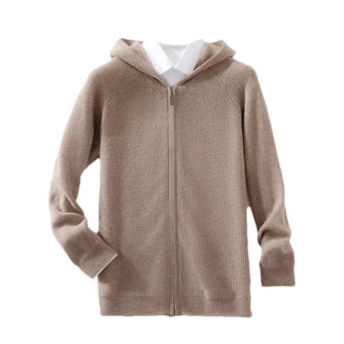 Men Zippers Hooded Cardigan Thick Casual Loose Style Sweater Merino Wool Knitwear Tops