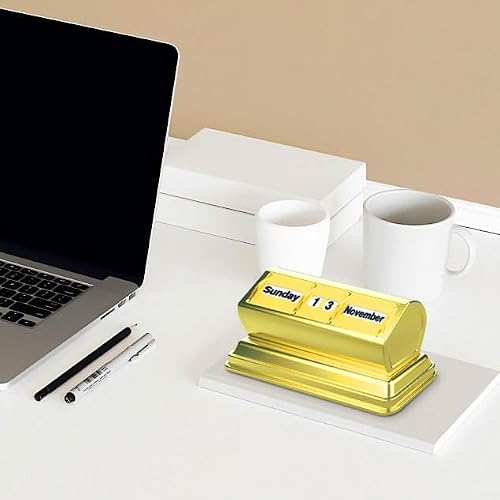 Set Luxury Desk Perpetual Calendar Metal Standing Wedding Anniversary Daily Desktop Perpetual Desk Birthday valentine\'s day Calendar Display Daily Calendar Home Office Decor Teacher Business Gifts - Thumbnail 6