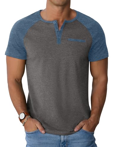 Image of Sailwind Men's Cotton Henley Short Sleeve Casual T-Shirts with Pocket