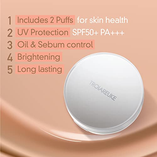 Troiareuke A+ Cushion Foundation (Shade 23) I Natural Coverage Foundation Makeup, Moisturizing Finish For Sensitive, Oily, Combination Skin, Skin Care Cushion I Korean Aesthetic Makeup #TOP2