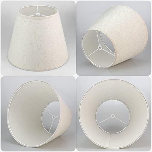 Lamp Shades Set Of 2, Drum Fabric Lamp Shades For Table Lamps And Floor Light, Lampshades Spider Fitter: 7.9" Top X 12" Bottom X 10" High, Lampshades Natural Linen Hand Crafted #TOP1